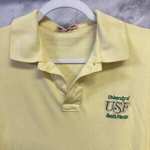 VTG 80 90s University of South Florida Bulls USF Golf Polo Shirt Mens L 20.5x26